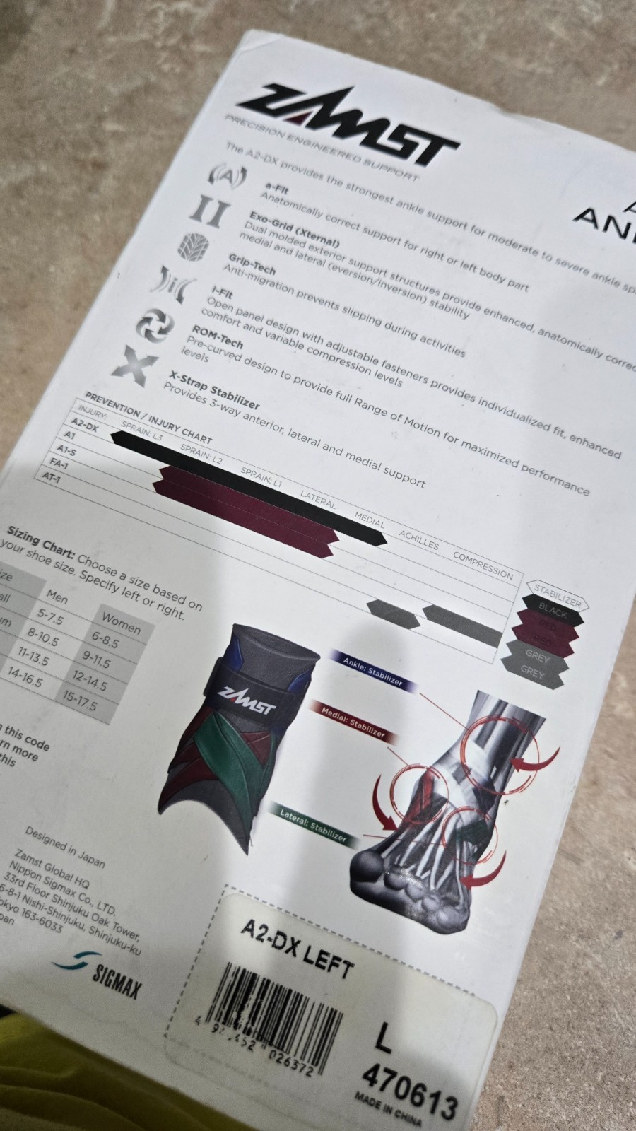 Zamast A2 DX left ankle support