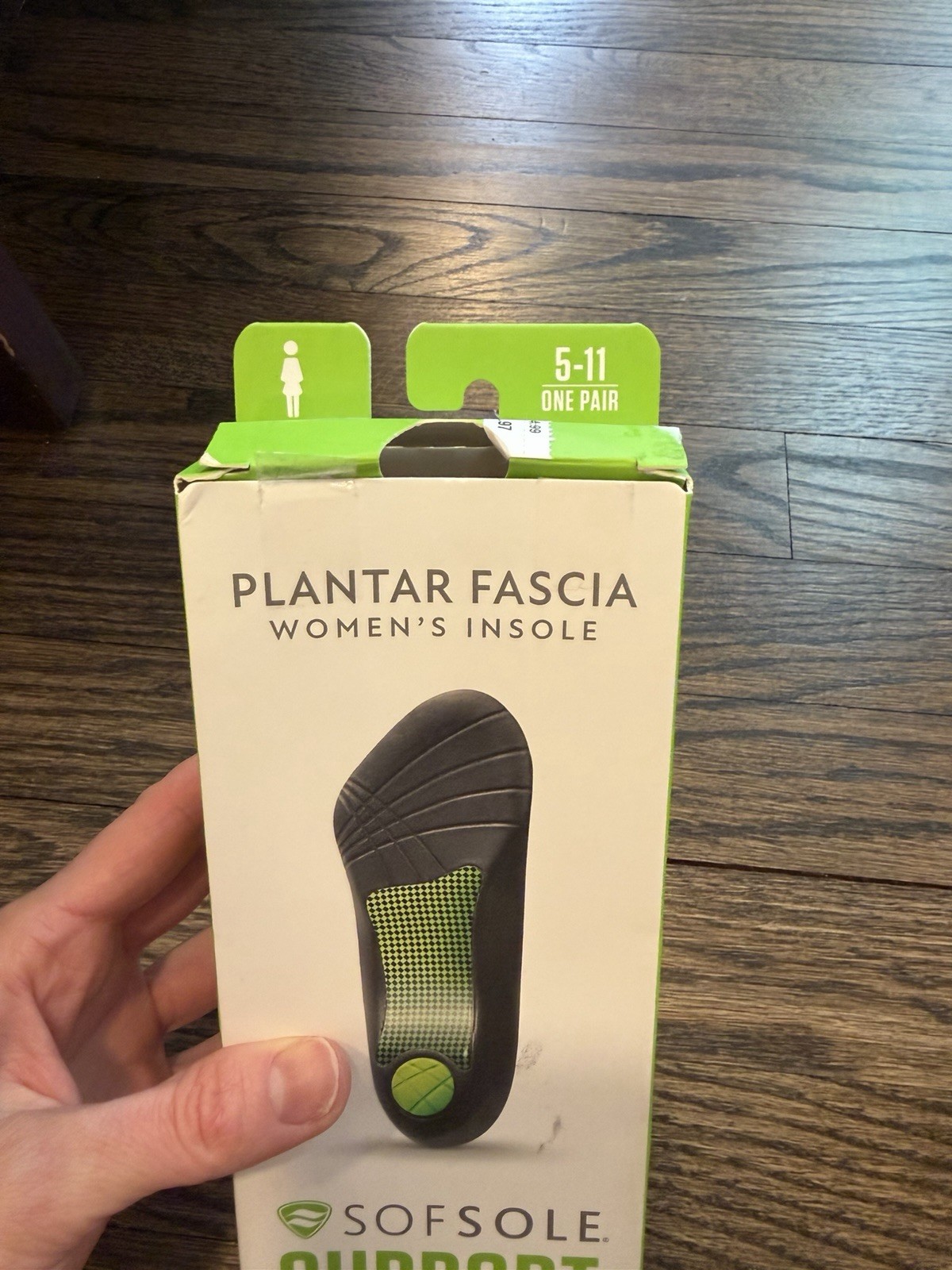Sofsole Support Plantar Fascia Insole Female Sz 5-11 One Pair New In Box