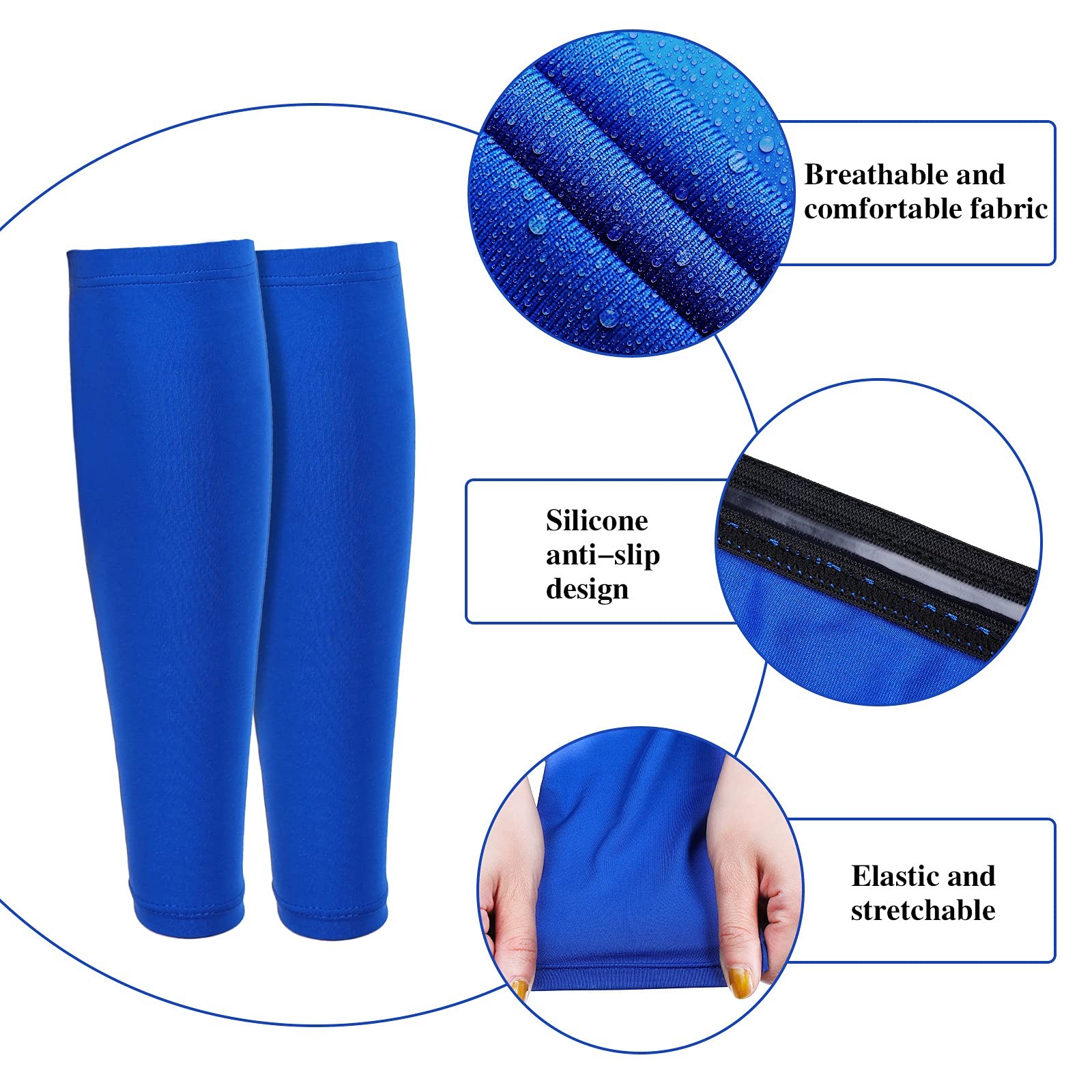 3 Pairs Calf Compression Sleeves Men Women Football Leg Footless Sock Running