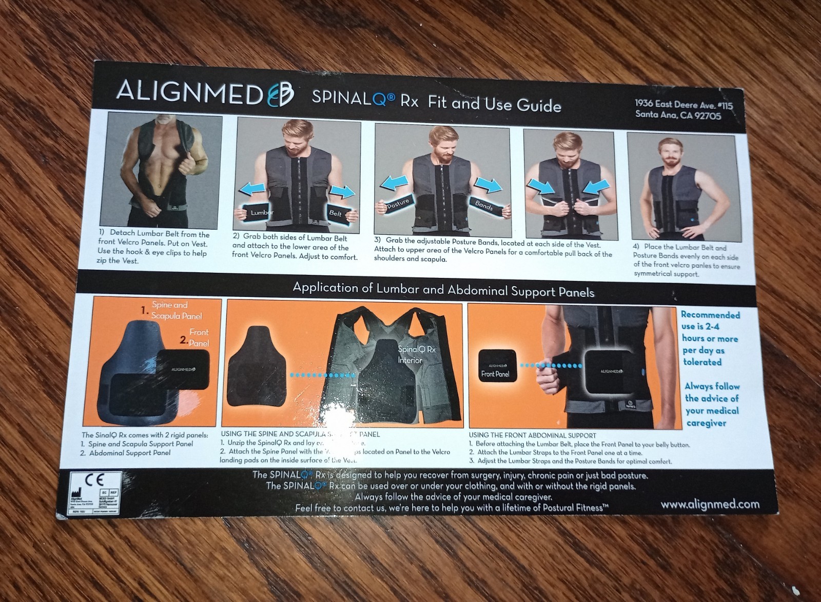 Alignmed SpinalQ Posture Back Support Brace w/ Case Black Unisex Size Small