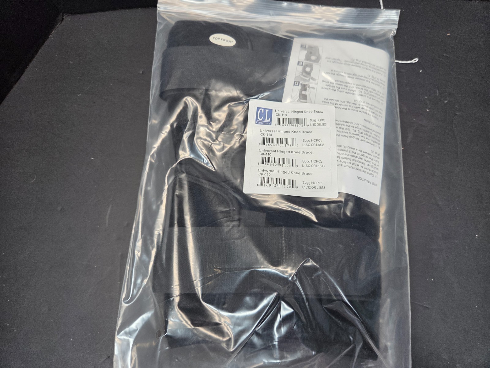 Comfortland CK-110 Universal Hinged Knee Brace NEW Black
