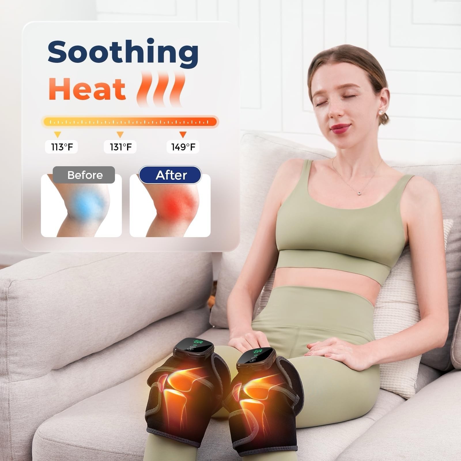 Homrelexa Knee Massager with Heat and Vibration 2pcs Set – Cordless & Portable