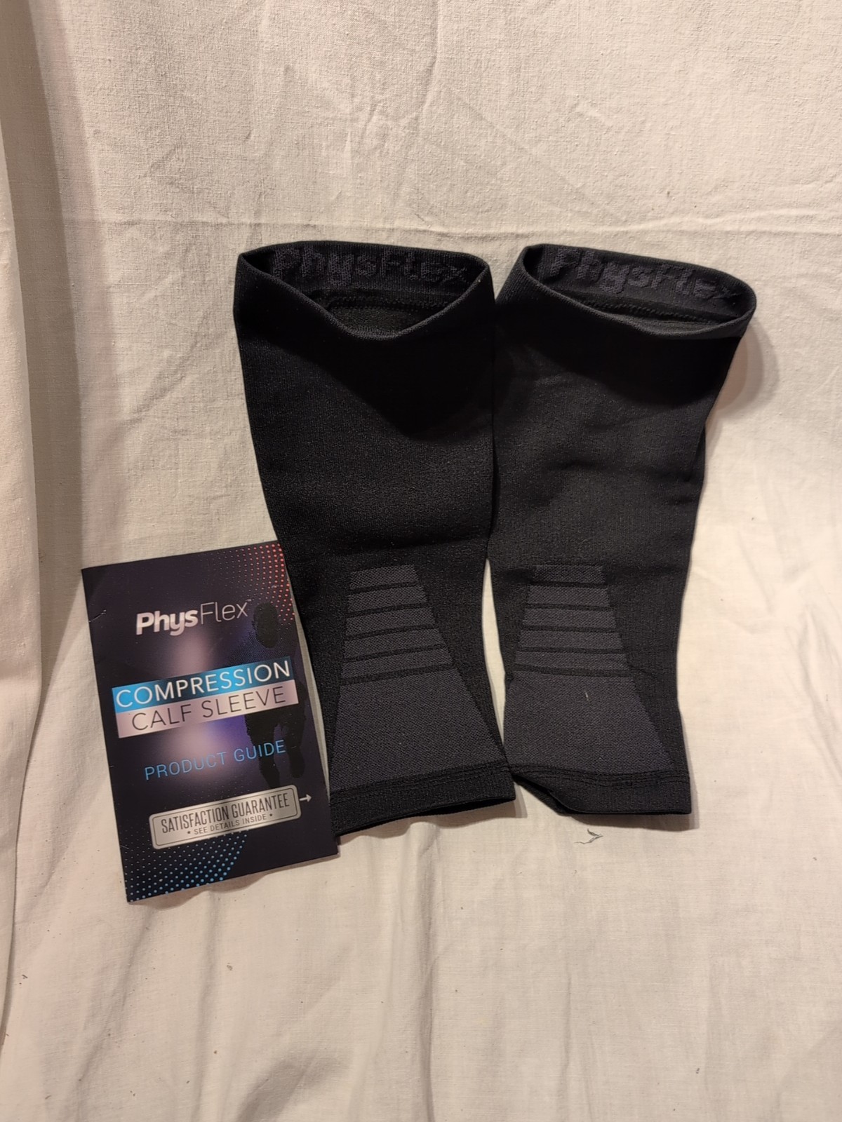 PhysFlex Calf Sleeves Large XL Pro Knit Compression Black Pair Without Box