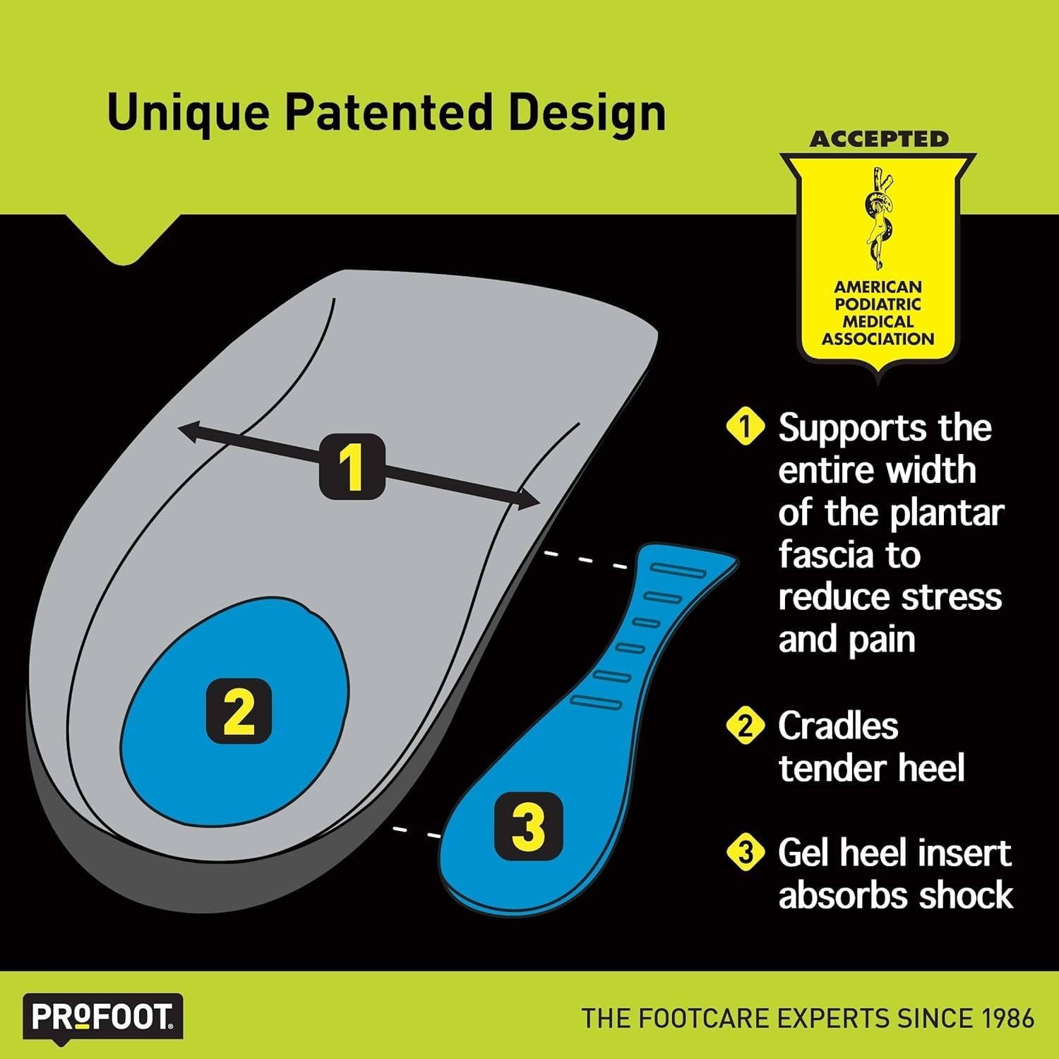 PROFOOT Orthotic Insoles For Plantar Fasciitis & Heel Pain, Men’s 8-13, 2 Pai…