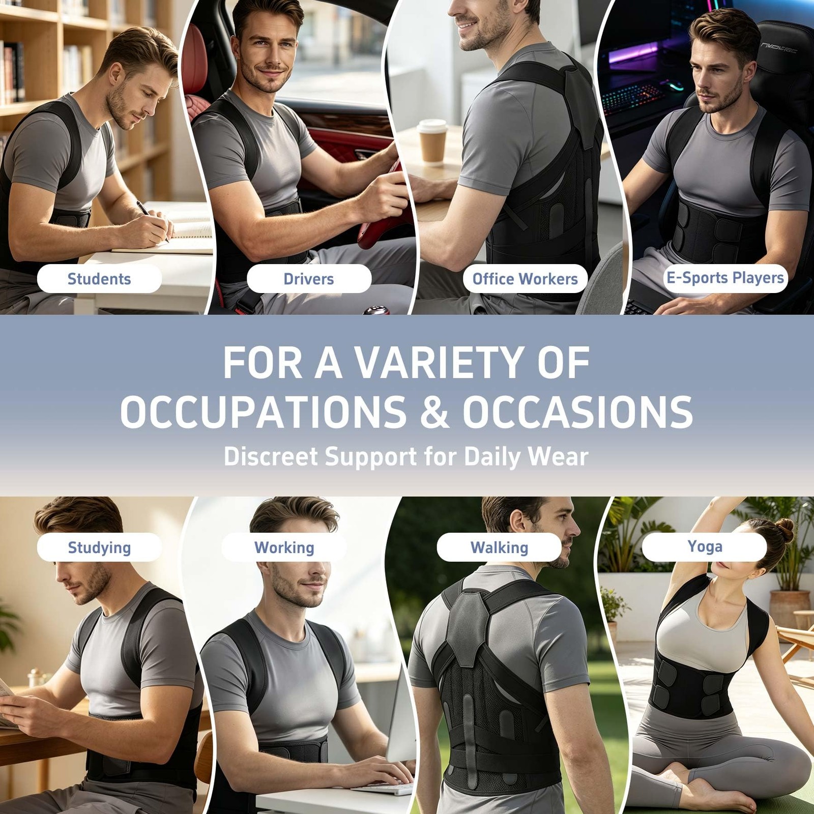 Posture Corrector for Women and Men, Adjustable Back Brace with Shoulder Supp…