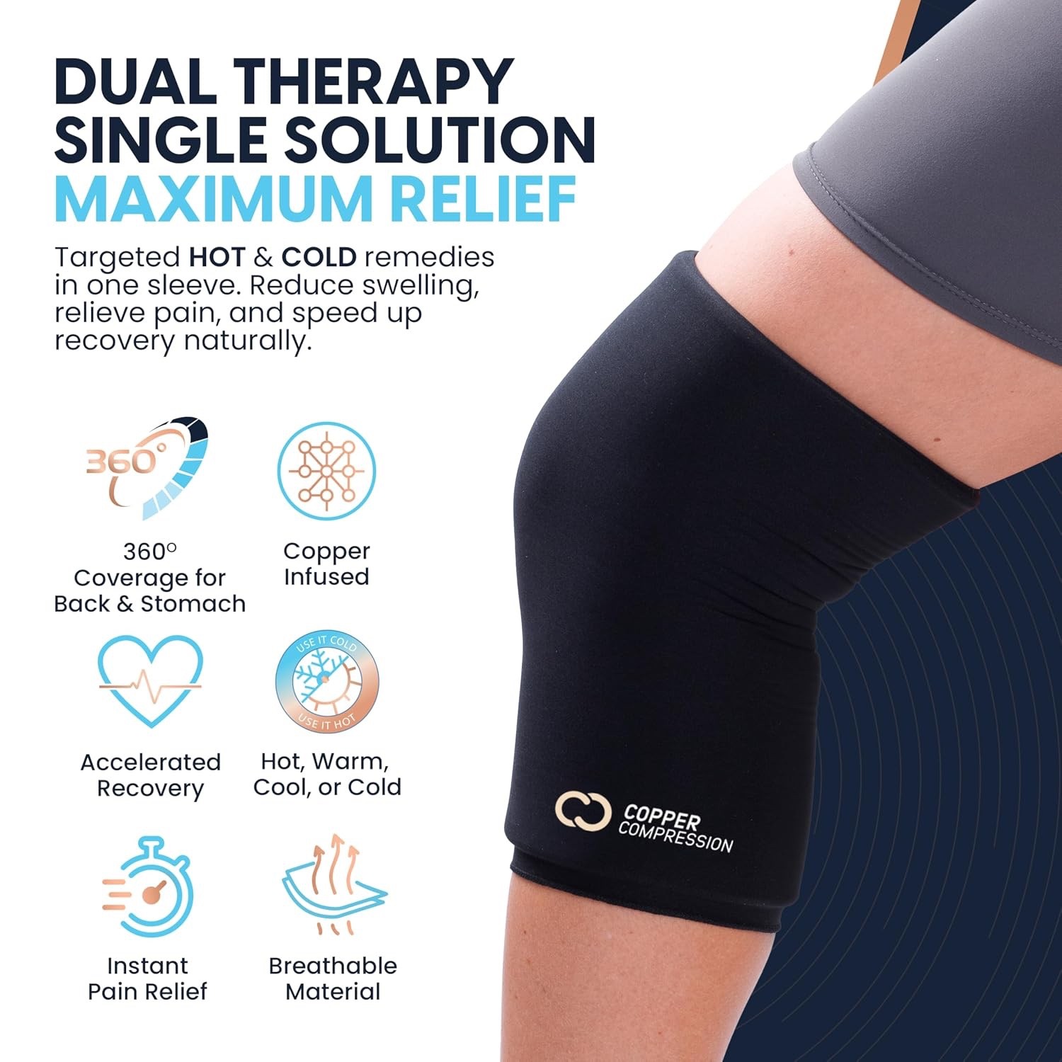 Copper Compression CopperFreeze Knee Sleeve Hot & Cold Therapy
