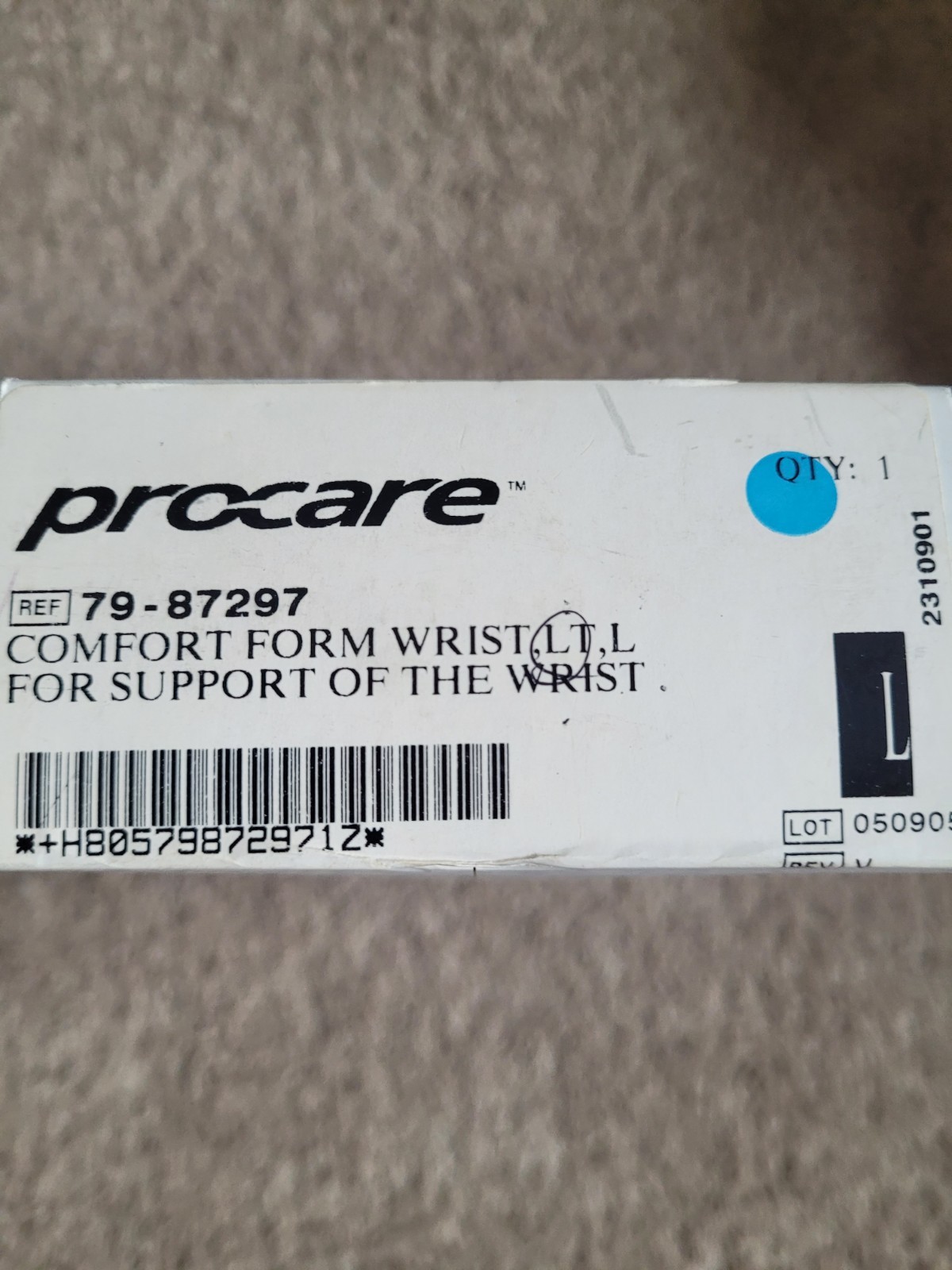 ProCare Comfort Form Wrist Brace Left L Black/Blue 79-87297