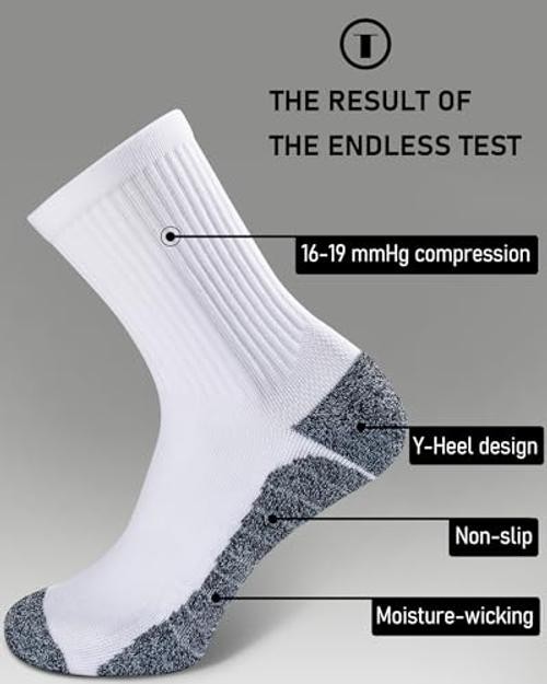Elite Cushioned Compression Mid-crew Socks 4-Pack for Small White (4 Pairs)