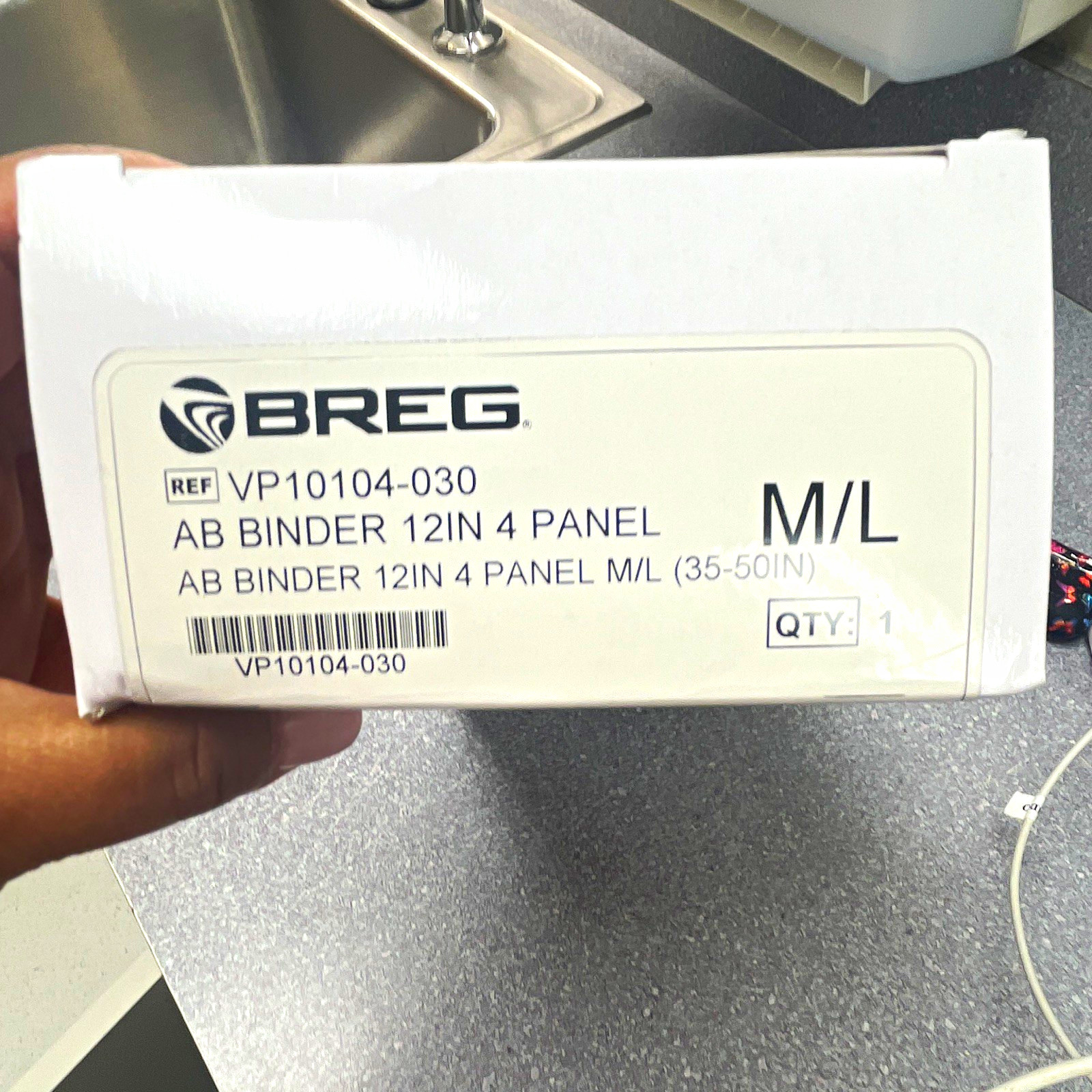 Breg AB Binder 12in 4 Panel Abdominal Support Adjustable White/Gray M/L