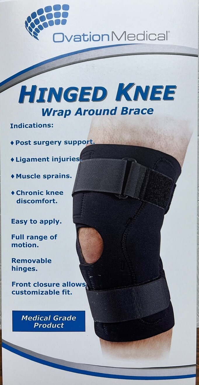 Ovation Medical Neoprene Wrap Around Hinged Knee Support – SIZES – MCL LCL ACL