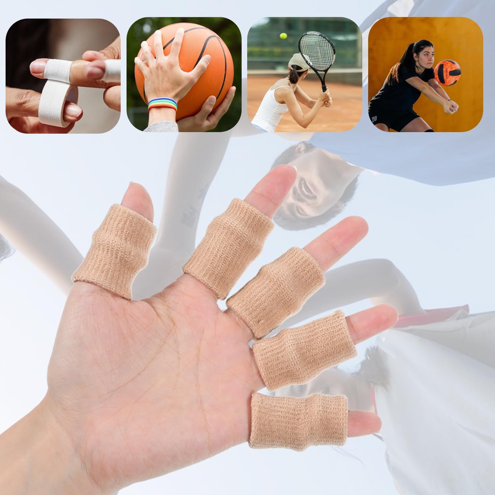 20 Pcs Breathable Finger Sleeves Thumb Splint Elastic Support Compression Sleeve