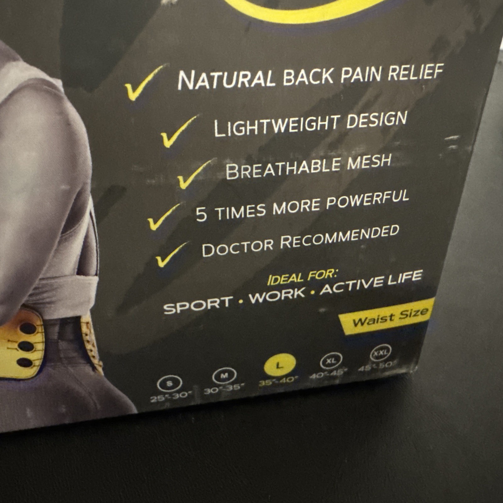 BaxMAX Lumbar Back Support Brace Size L 35”-40” Waist NEW – Free Shipping