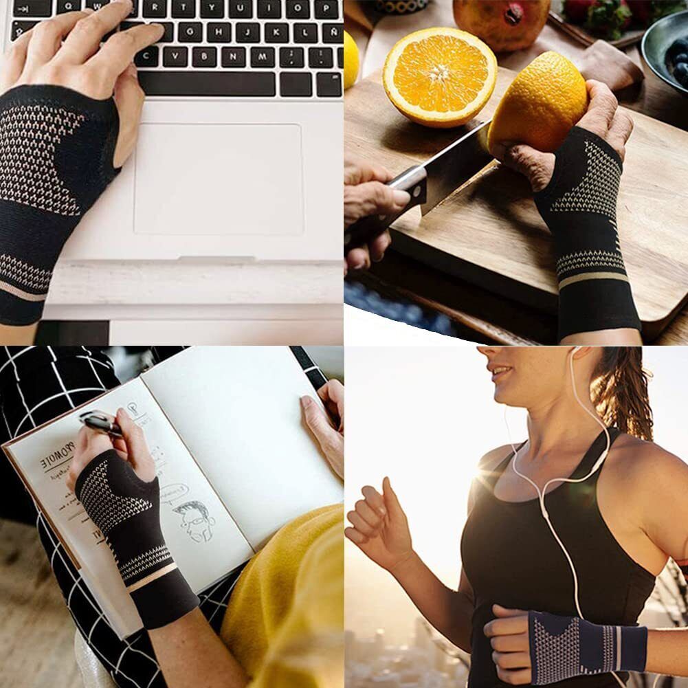 4P Copper Wrist Compression Sleeves Comfortable Breathable for Arthritis Sprains