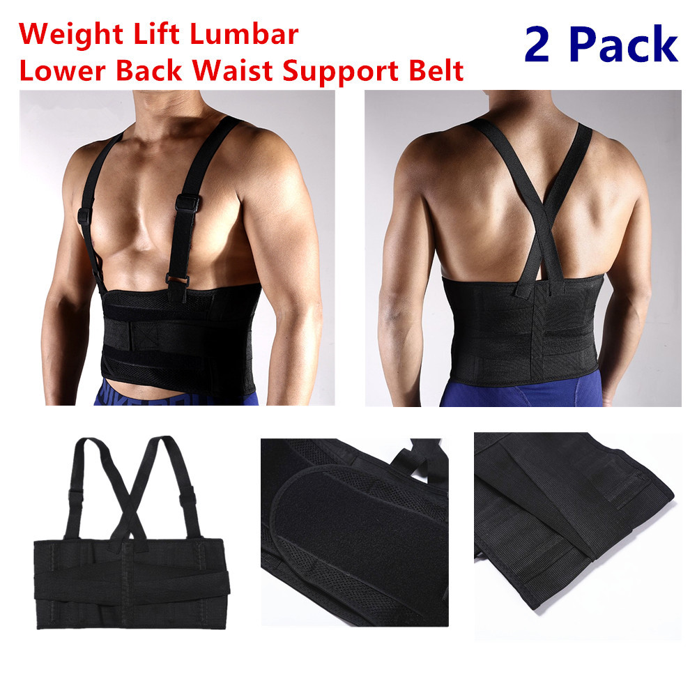 2 Packs Weight Lift Lumbar Lower Back Waist Support Belt Brace Suspender Work
