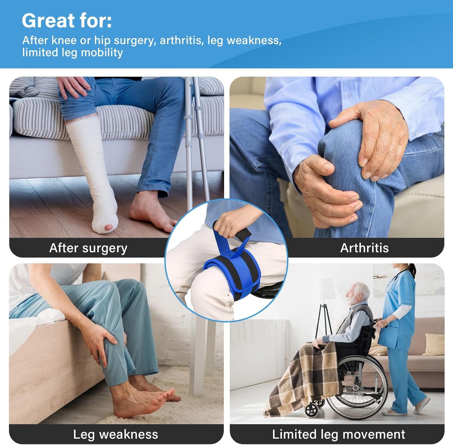 Leg Lifter Strap w/ Padded Grip Mobility Aid Free Shipping