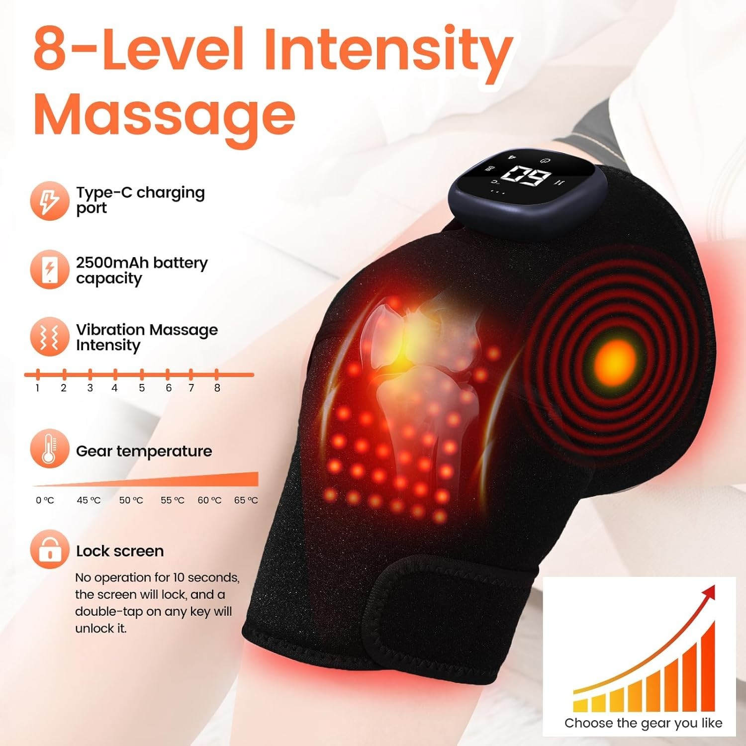 Red Light Therapy Knee brace with heated &Vibration Massage for Pain Relief