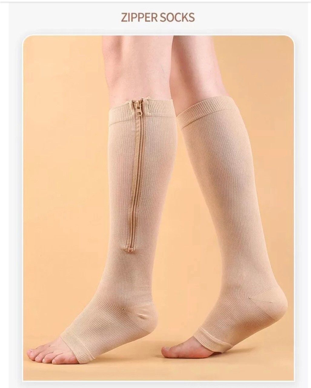 BSOS Zipper Compression Socks, Easy On, 1 Pair, 20-30mmgh, Medical Grade