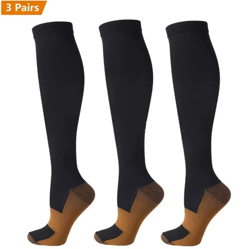 3 Pairs Compression Socks Pain Relief Calf Leg Foot Support Stocking Copper High