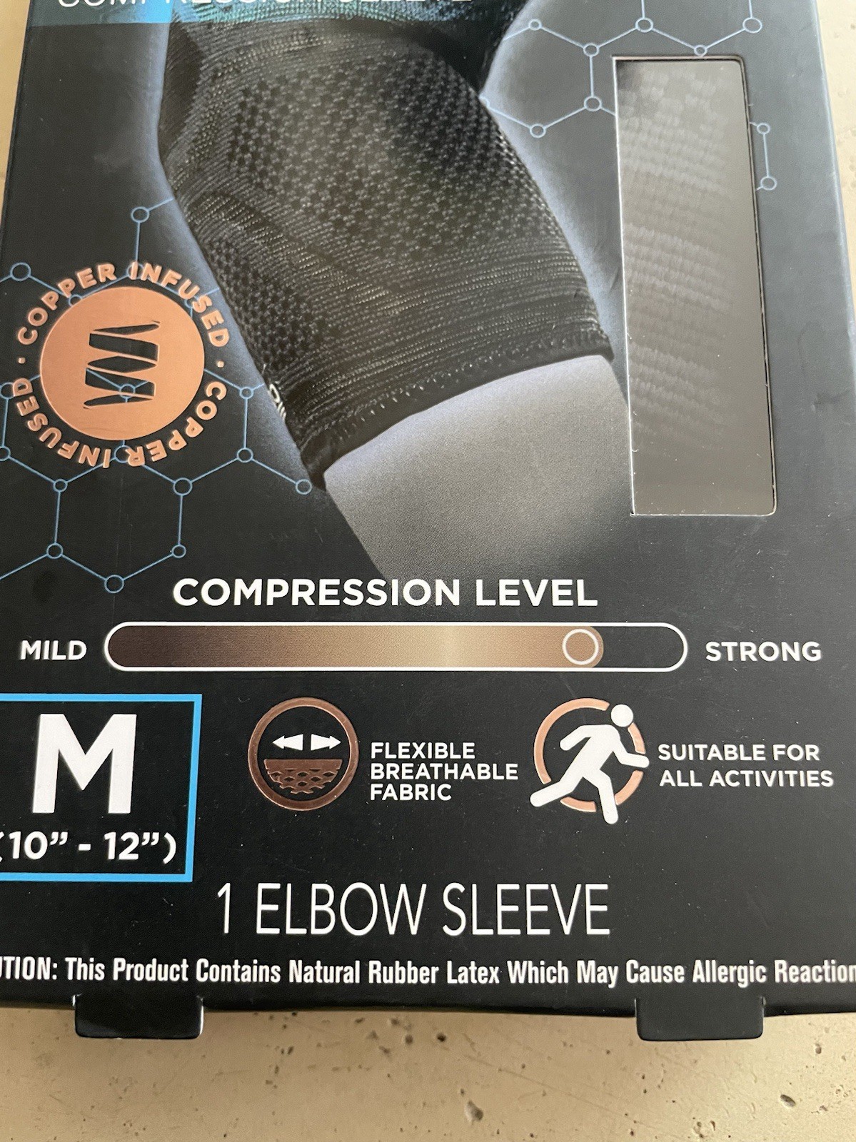 Copper Fit Elite elbow Compression Sleeve/ Never Used /copper Infused Fabrics