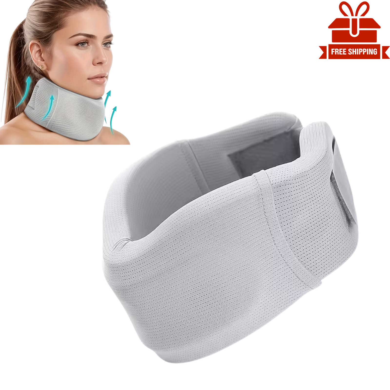 Adjustable Soft Cervical Neck Collar Brace Foam Neck Support for Adults Gray