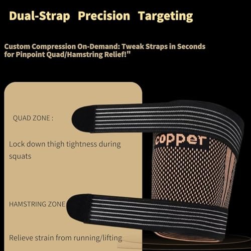 Hamstring Compression Sleeves with Adjustable Straps – Copper Large Gold