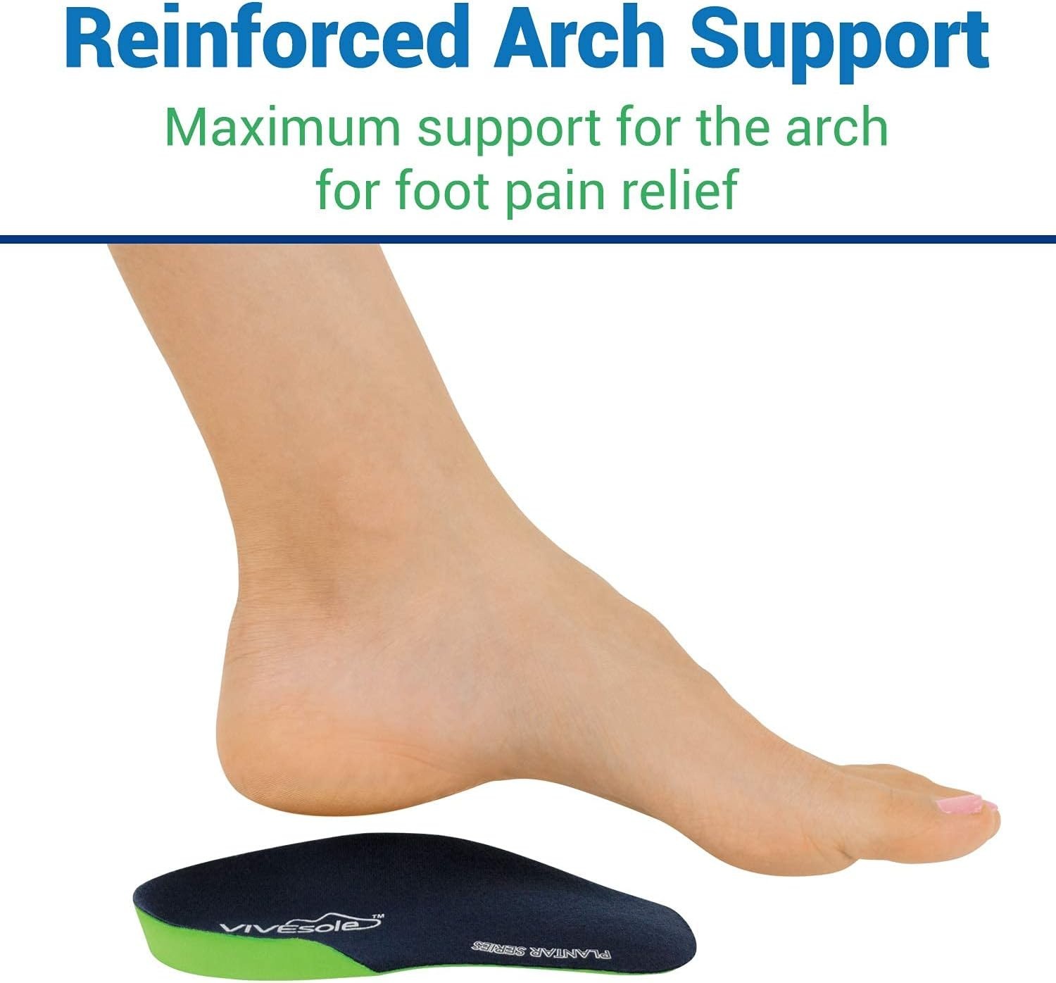 Plantar Fasciitis Support Insoles for Women & Men – Customizable 3/4 Arch Design