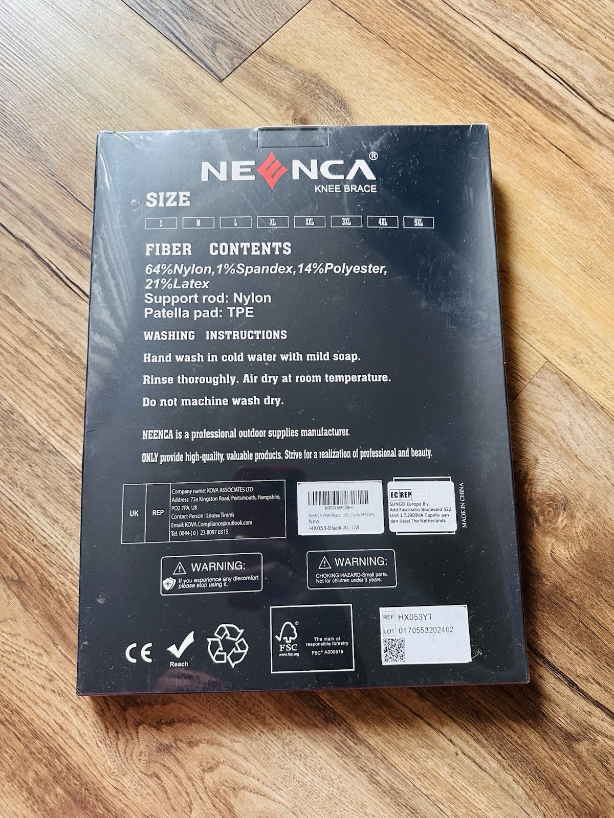 NEENCA Professional Knee Support Brace XL Black HX053 Compression Sleeve NEW