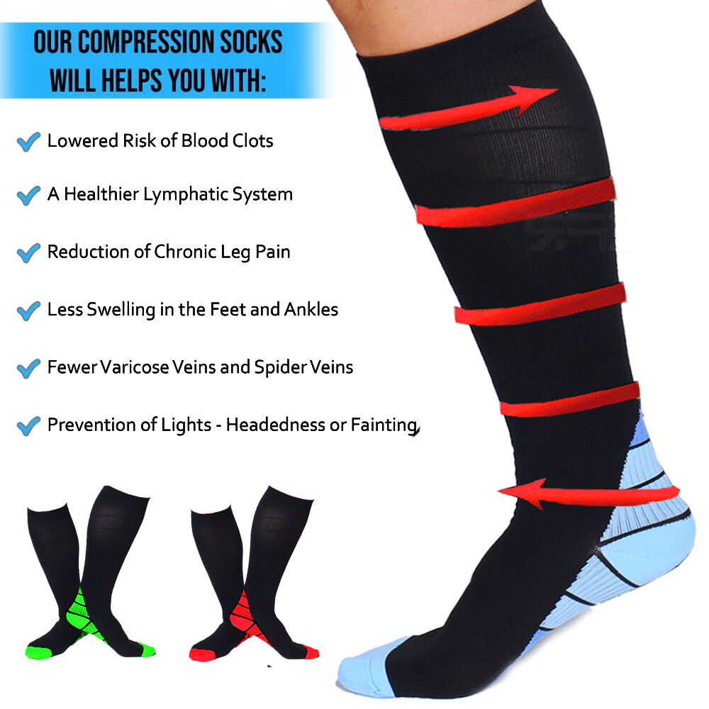 Compression Socks Stockings Knee High Womens Mens Medical 20-30 mmHG S/M-X/XL