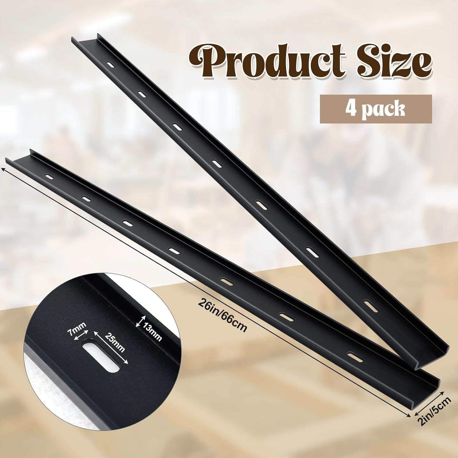 4 Pcs 26″ C Channel Steel Support Metal Support Bracing Hidden C Bracket for Tab