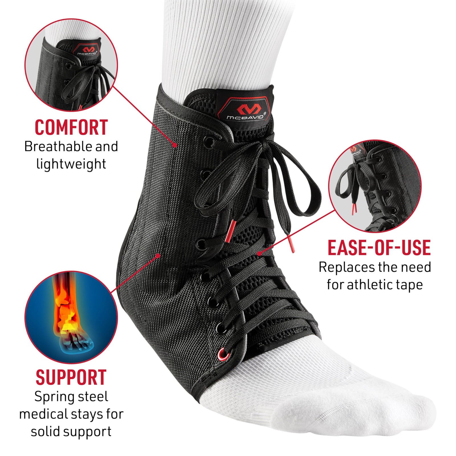 Ankle Brace Lace-Up with Stays Maximum Support Compression Breathable