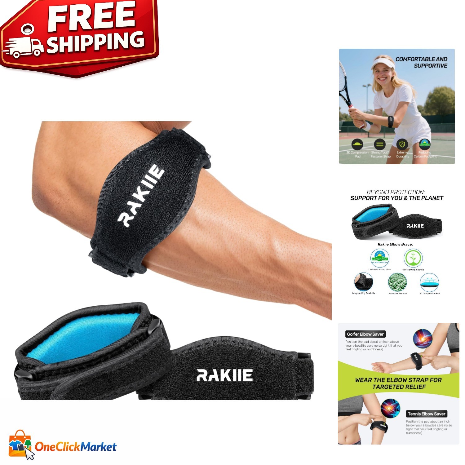 Elbow Brace for Tendonitis Tennis Elbow Support 2 Pack Pain Relief Arm Band