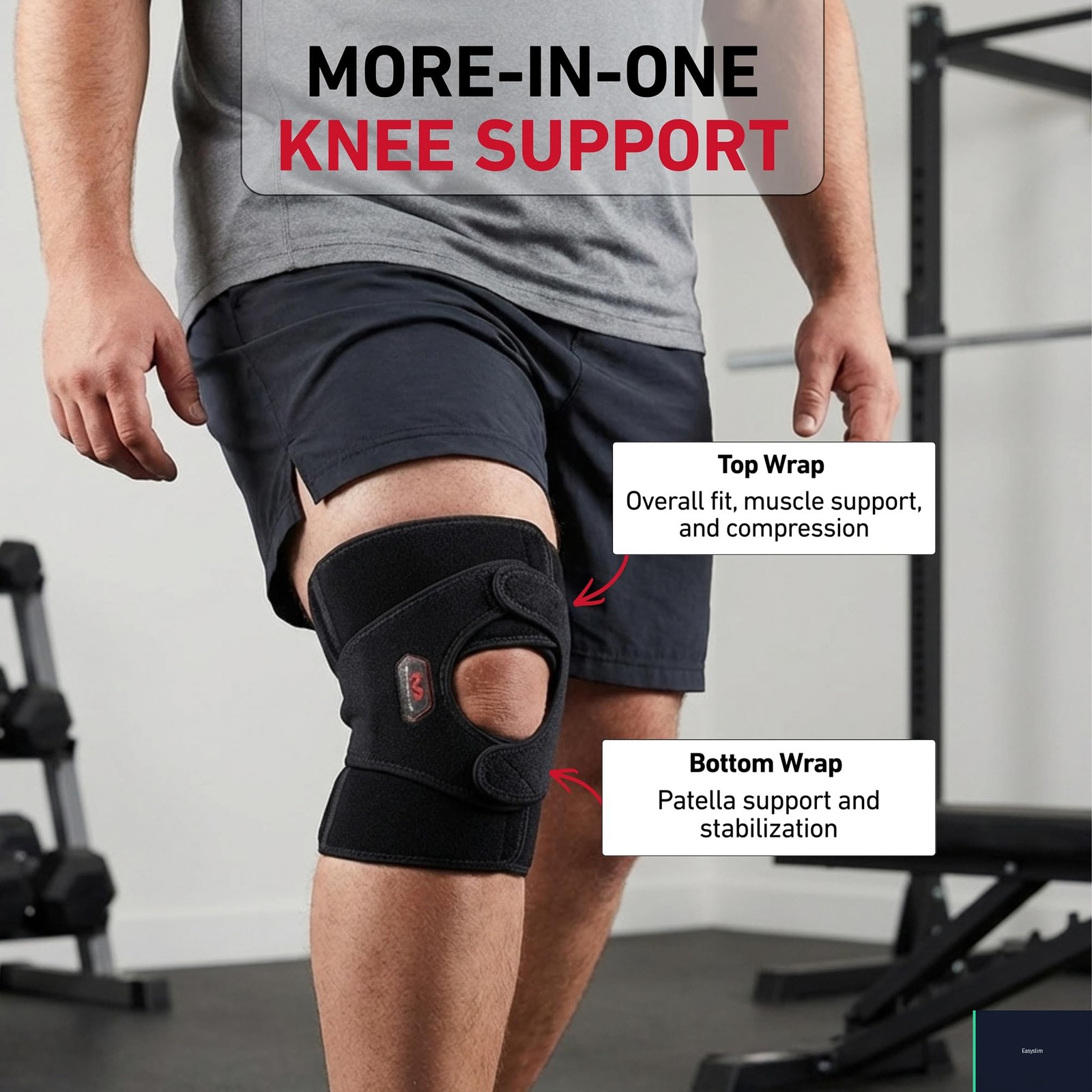 Plus Size Knee Brace 3XL 4XL Black Steel Adjustable Compression Support