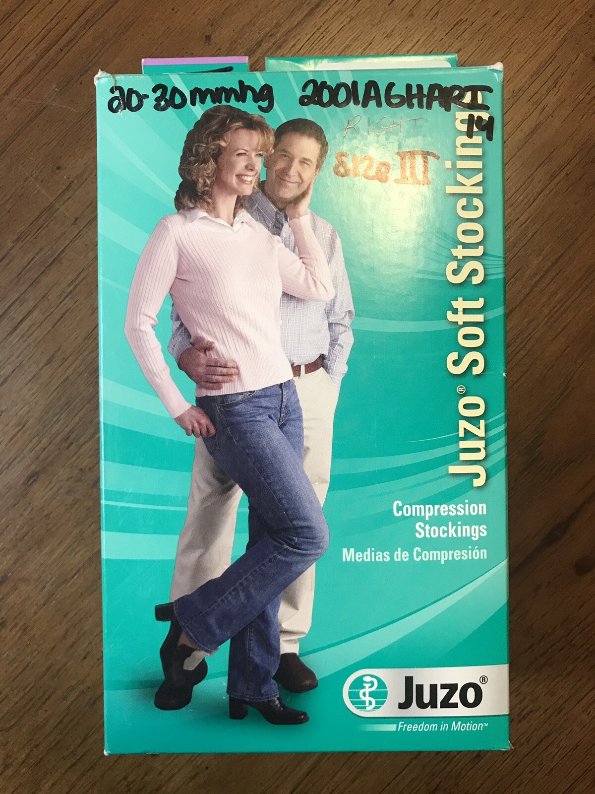 Juzo Soft 2001 Open Toe Thigh High W/ Hip Attachment 20-30mmHg Size III Right