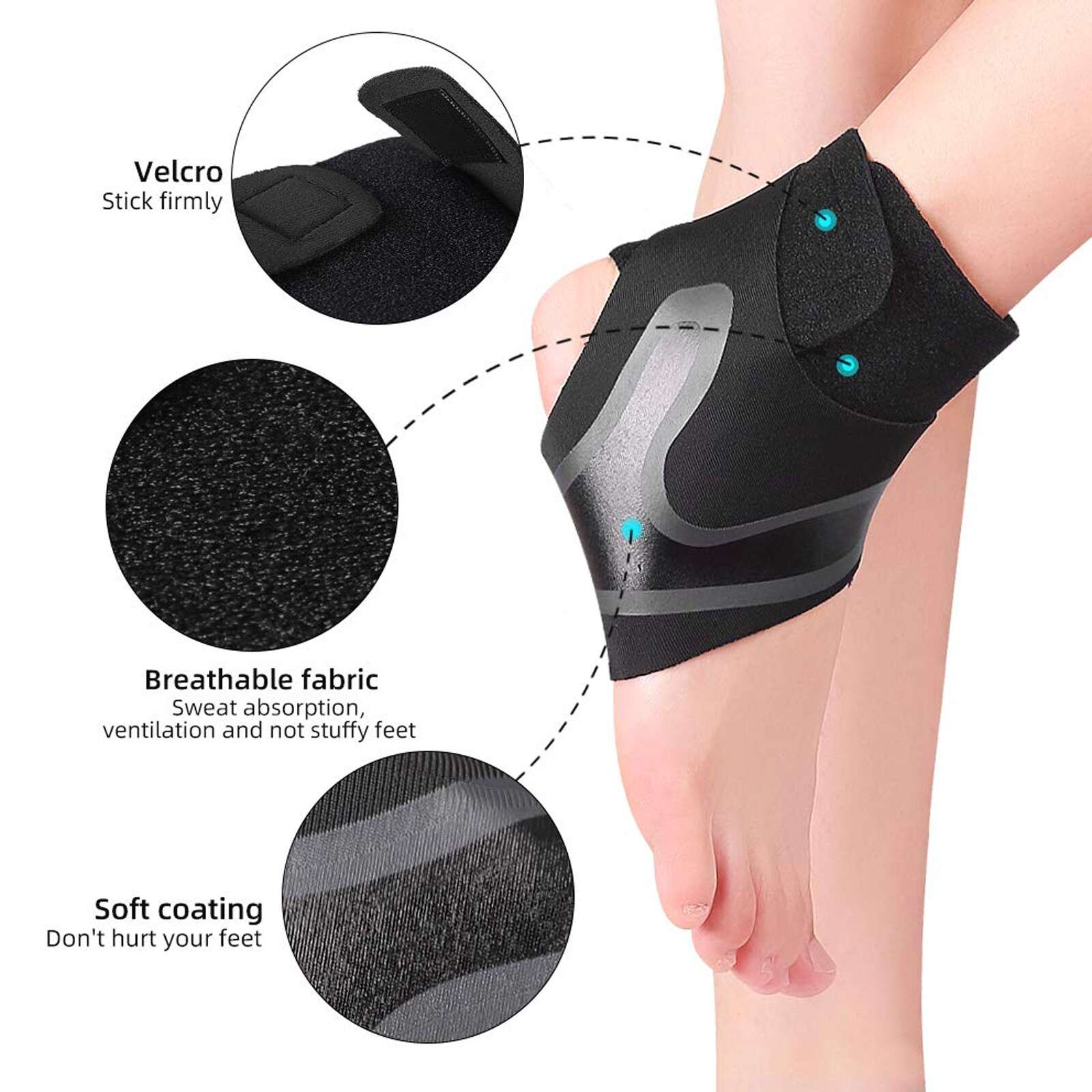 A Pair Ankle Support Brace, Breathable Compression Sleeve Pain Relief Foot Wrap