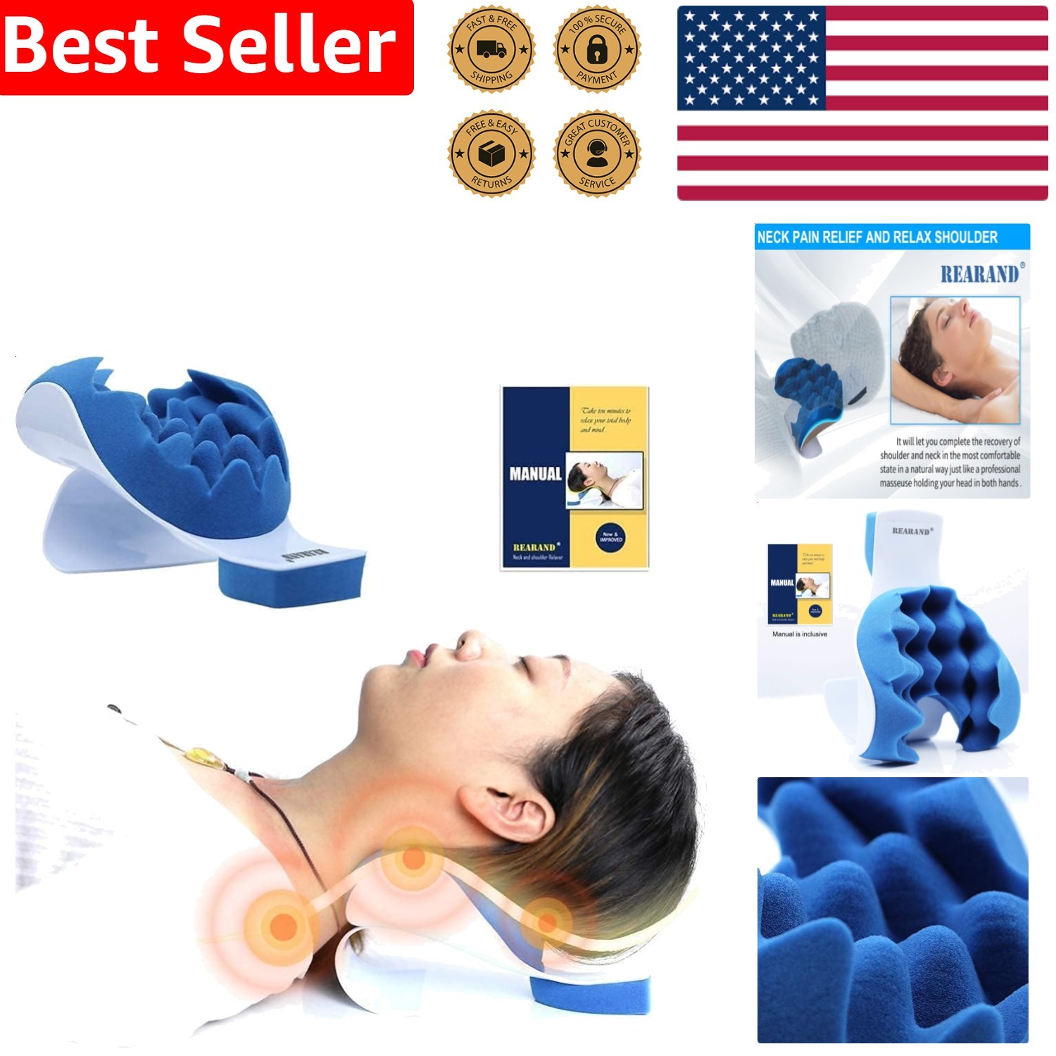 Ergonomic Neck & Shoulder Relaxer for Chronic Pain, Posture, Restful Sleep