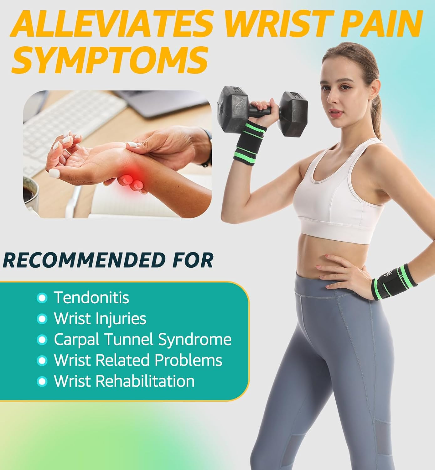 Wrist Brace Wrist Wraps Compression Wrist Strap, Wrist Support for Work Fitness