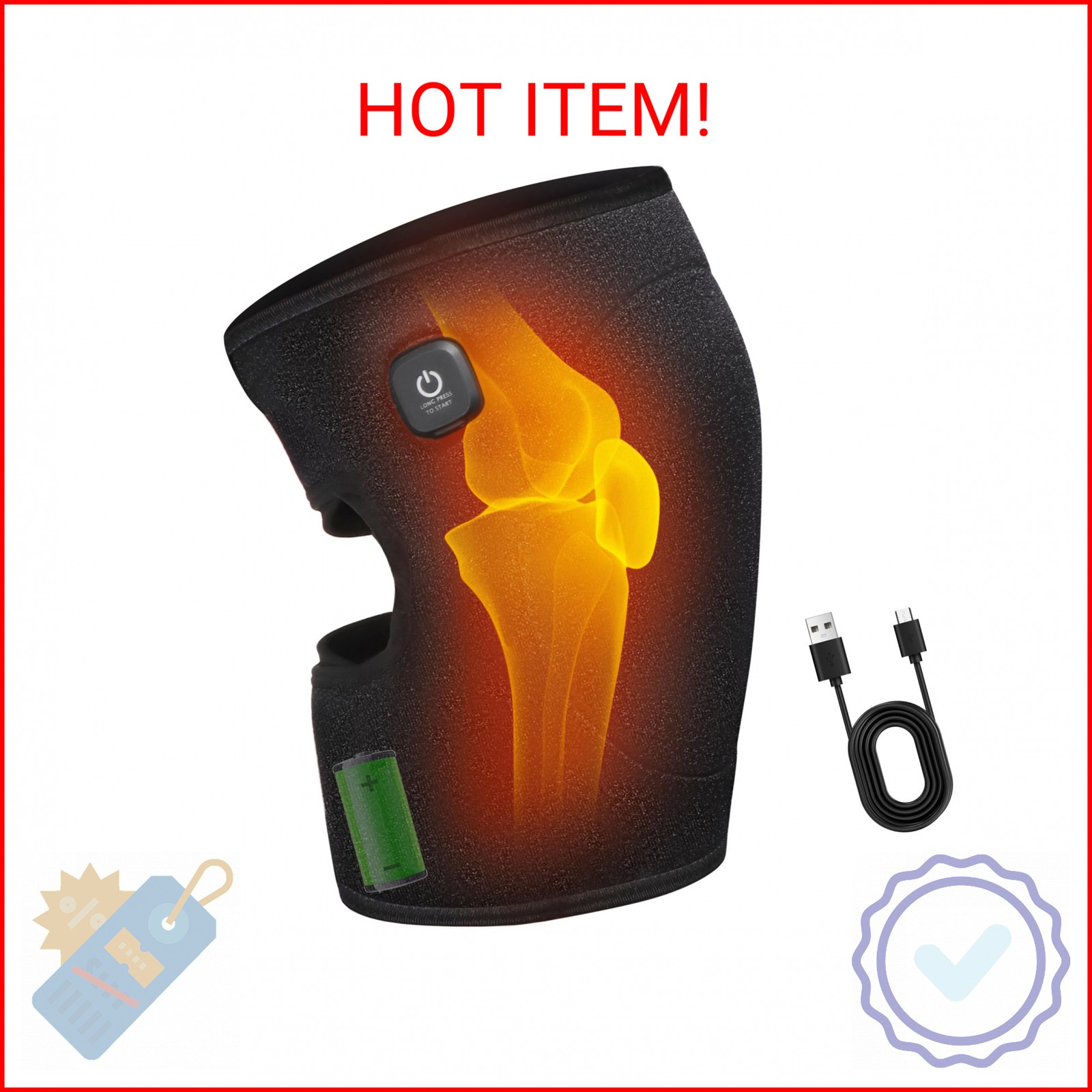 COMFYTHERA Heated Knee Brace for Knee Pain Relief, Heating Pad for Knee Brace, H