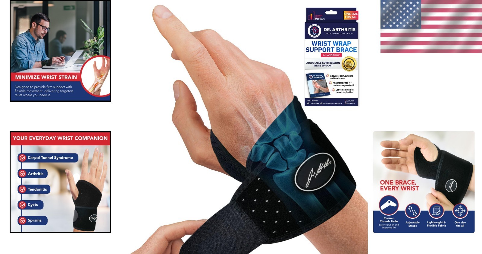 All-Day Comfort Adjustable Wrist Brace for Carpal Tunnel & Tendonitis Relief
