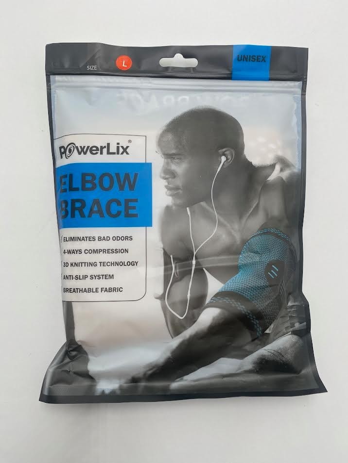 PowerLix Elbow Brace Compression Support Sleeve Pair Large Beige