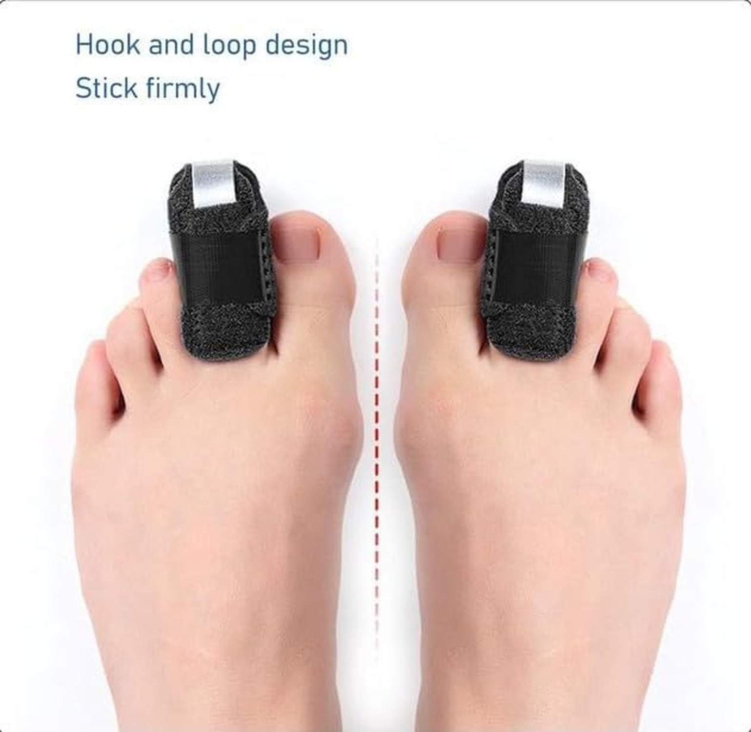Black Toe Splint Set 2 Pcs Broken Toe Straightener Brace Pain Relief Men Women