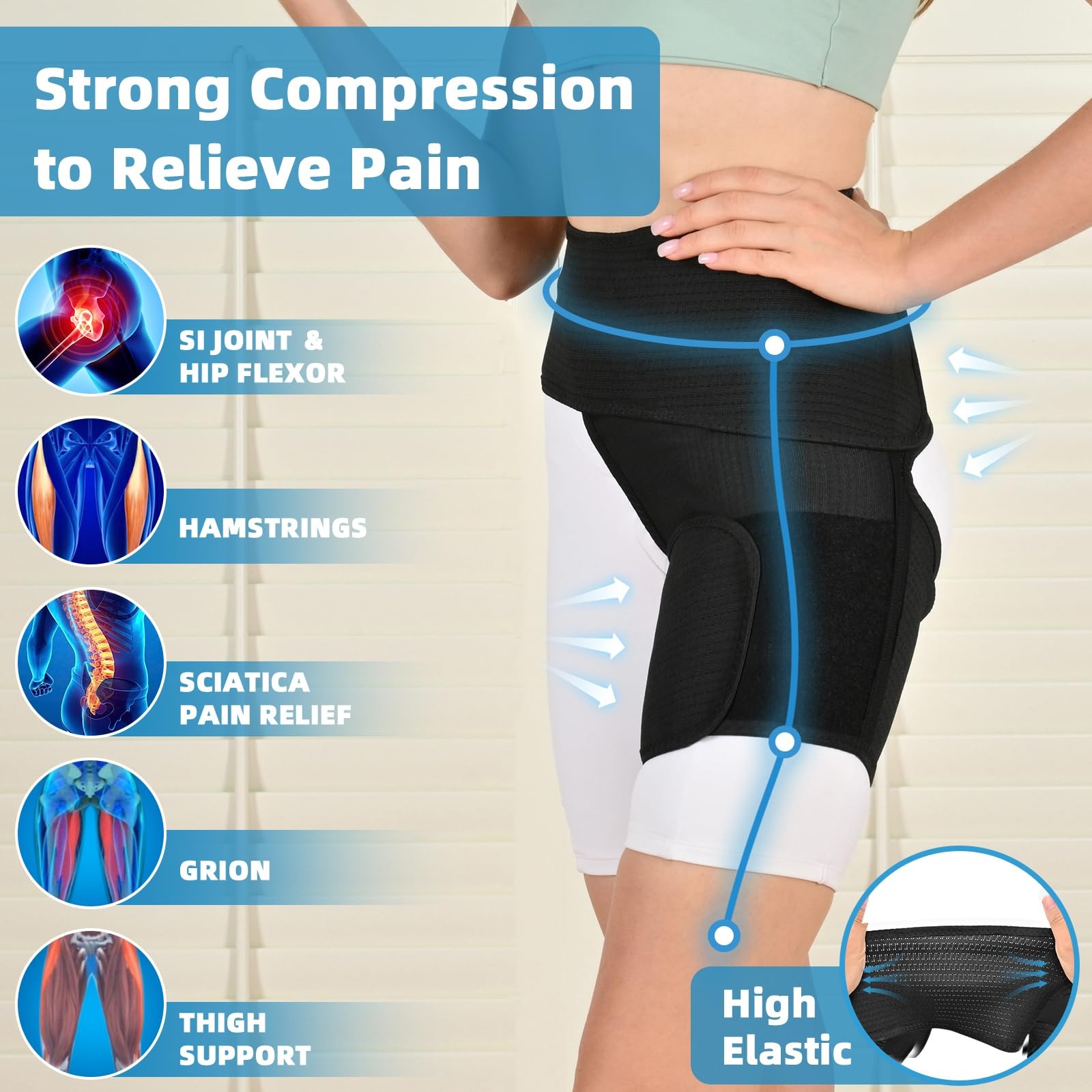 Adjustable Hip Brace For Sciatica Pain Relief SI Joint Belt Support Left Large
