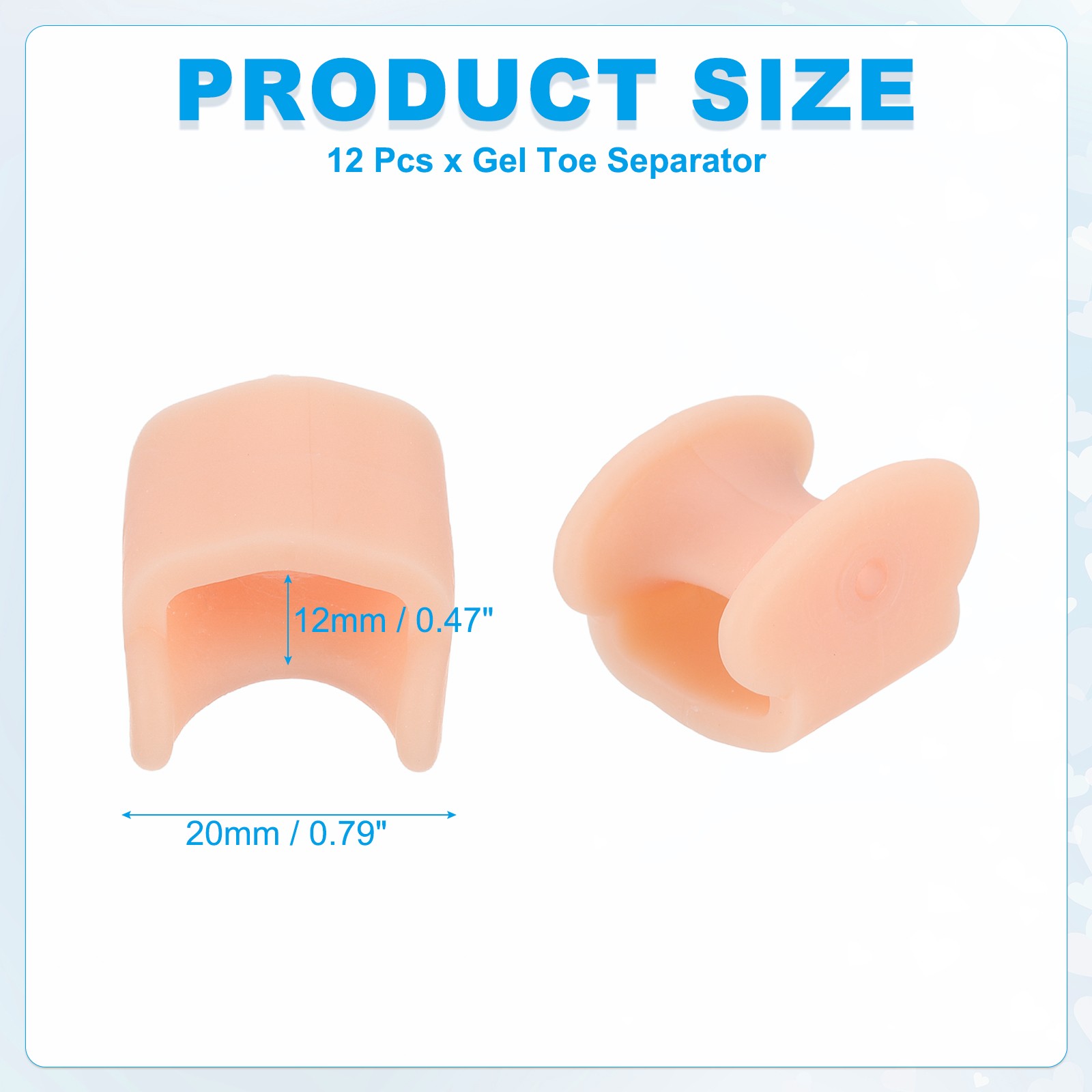12 Pcs Pinky Toe Spacers Gel Toe Separator for Women & Men Beige