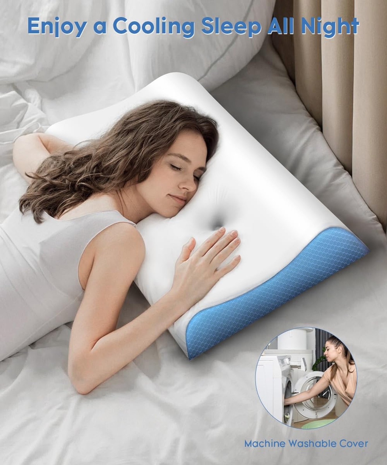 Cervical Pillow for Neck Pain Relief – Contour Pillow Memory Foam Pillows for…