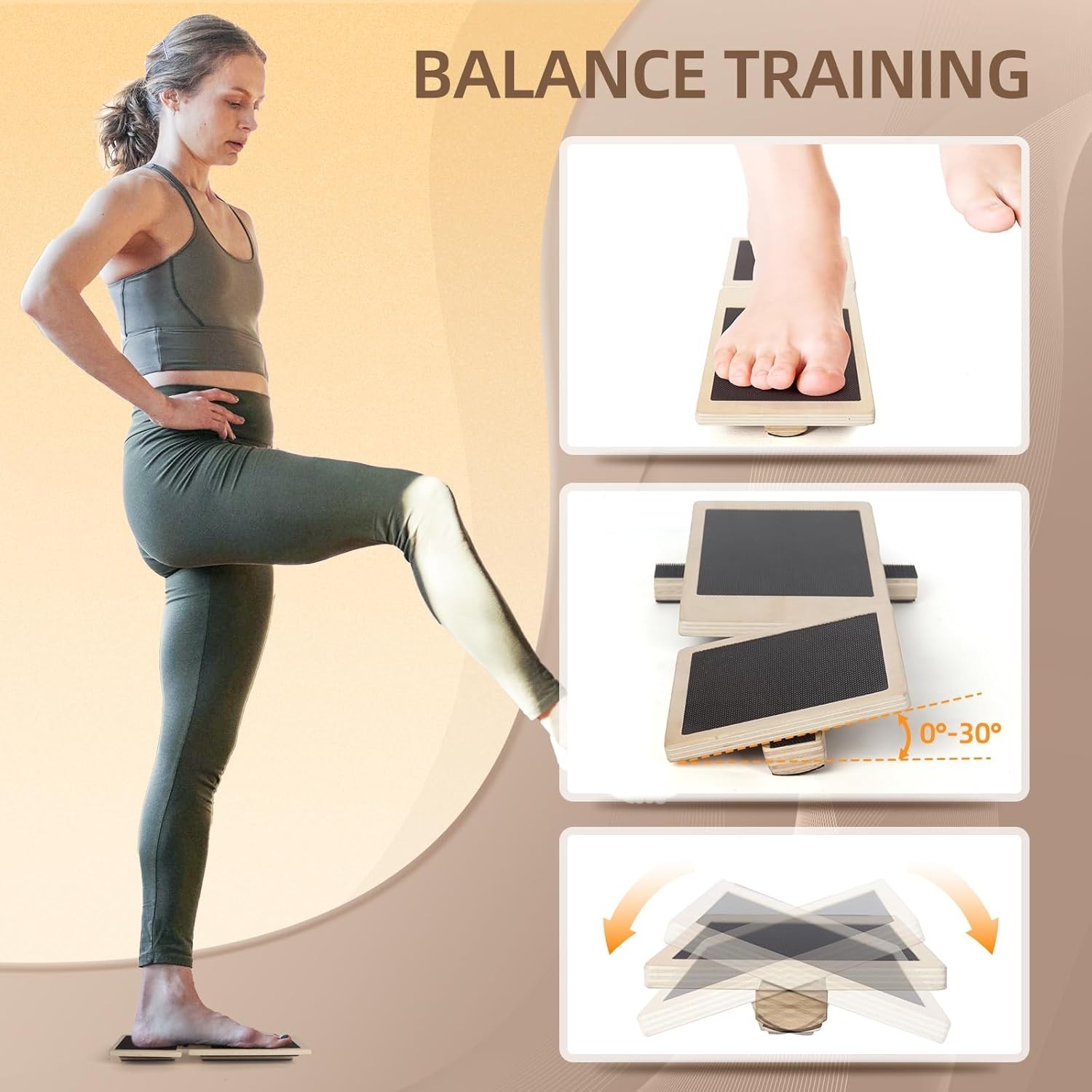 Ankle Strengthener Exerciser for Sprained, Single Foot Balance Board, Non-Slip W