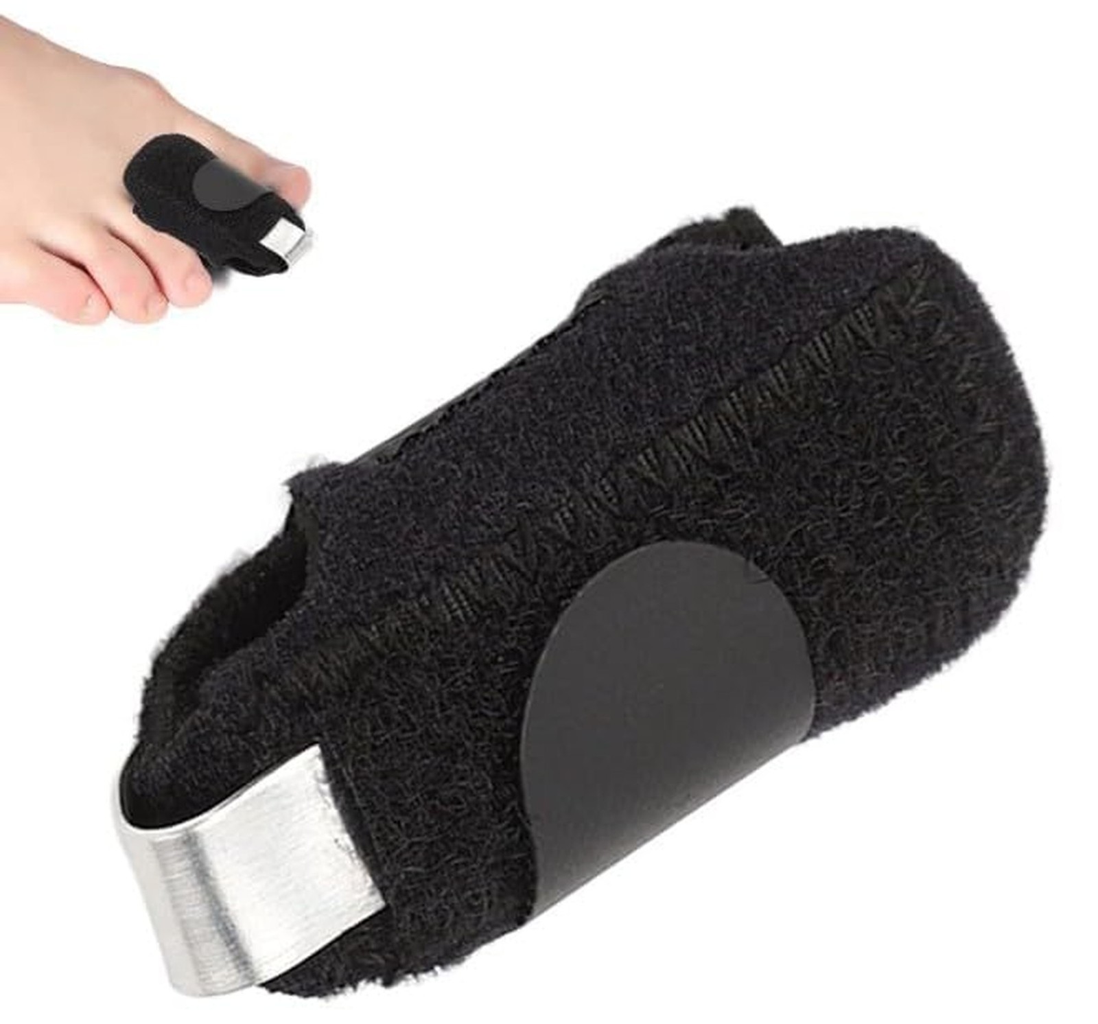 Black Toe Splint Set 2 Pcs Broken Toe Straightener Brace Pain Relief Men Women