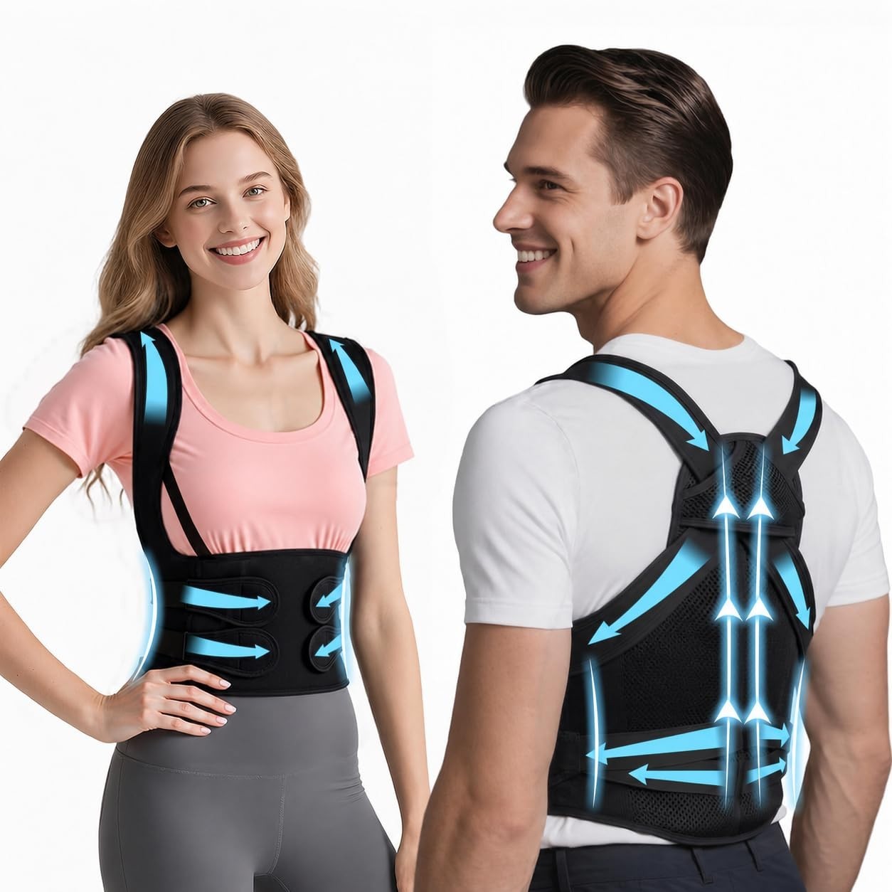 Adjustable Posture Corrector for Men & Women, Medical-Grade Back Support Brace