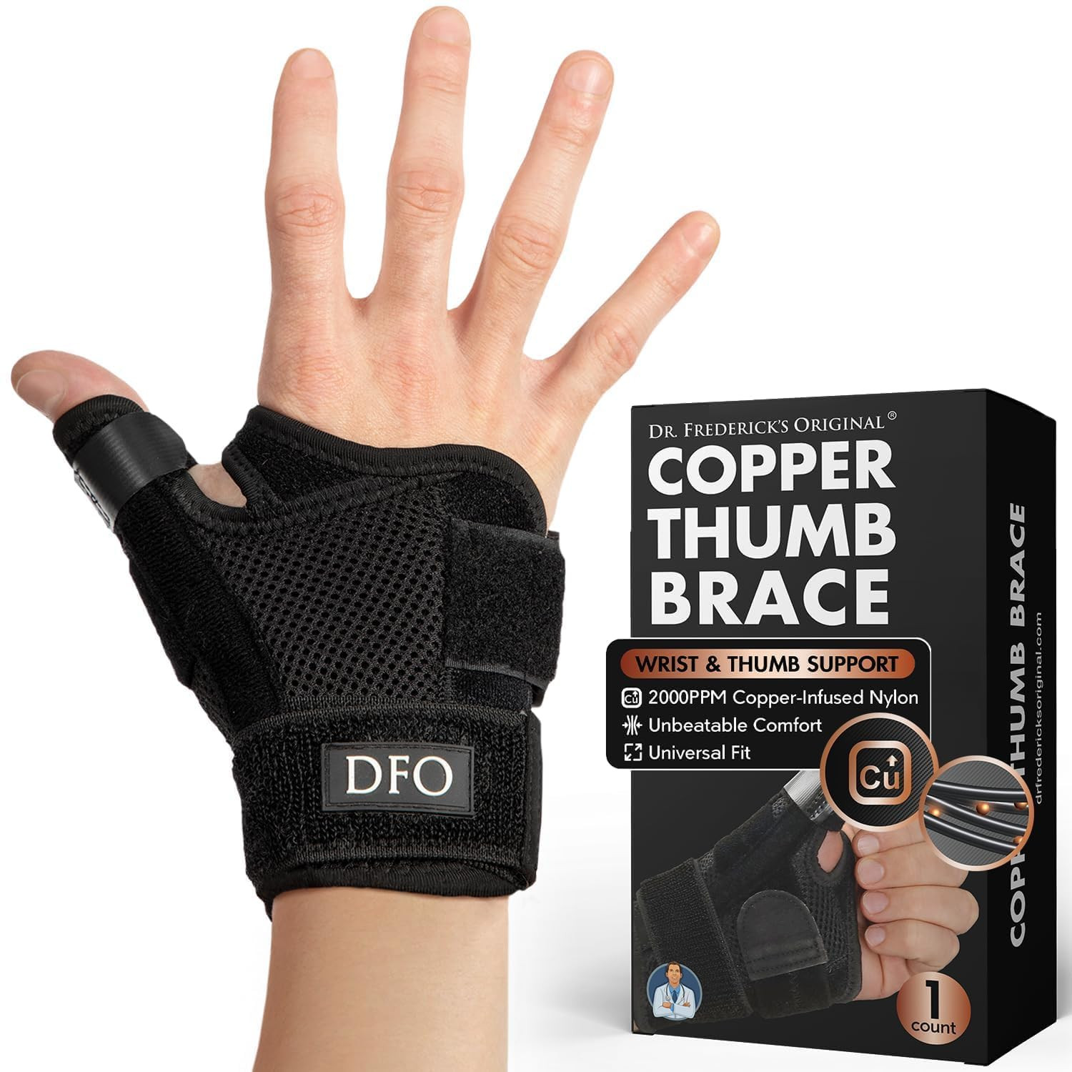 Dr. Frederick’S Original Doctor-Developed Copper Thumb Brace – Wrist & Thumb Sup