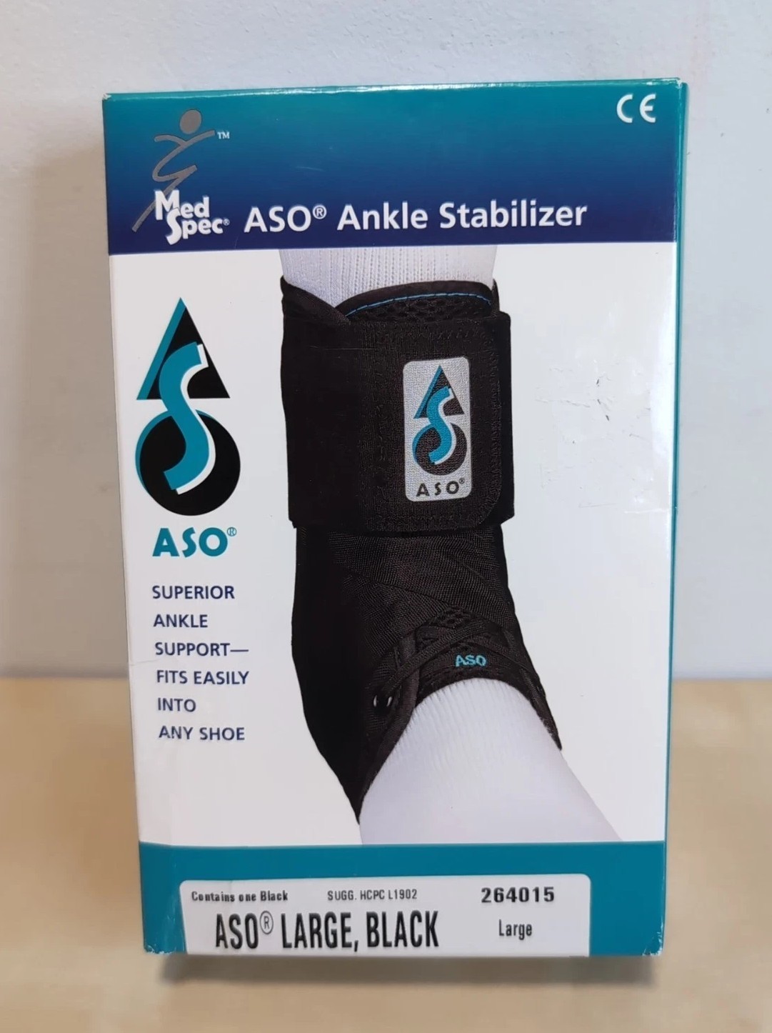 Med Spec ASO Ankle Stabilizer Orthosis Black Size Large Brace