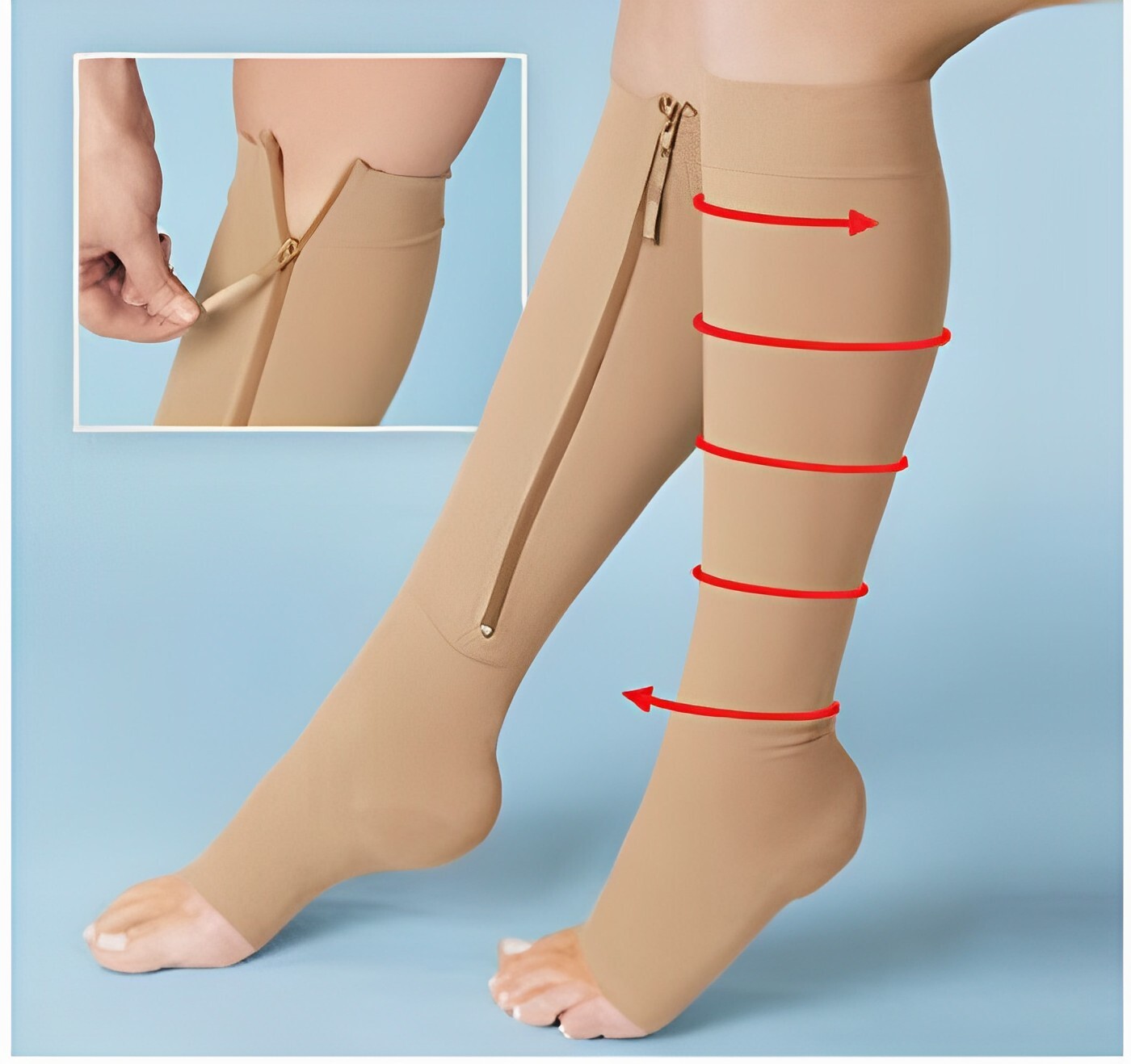 1 PAIRS -Compression Support Socks Wide Calf Plus Size Knee High Open Toe Unisex