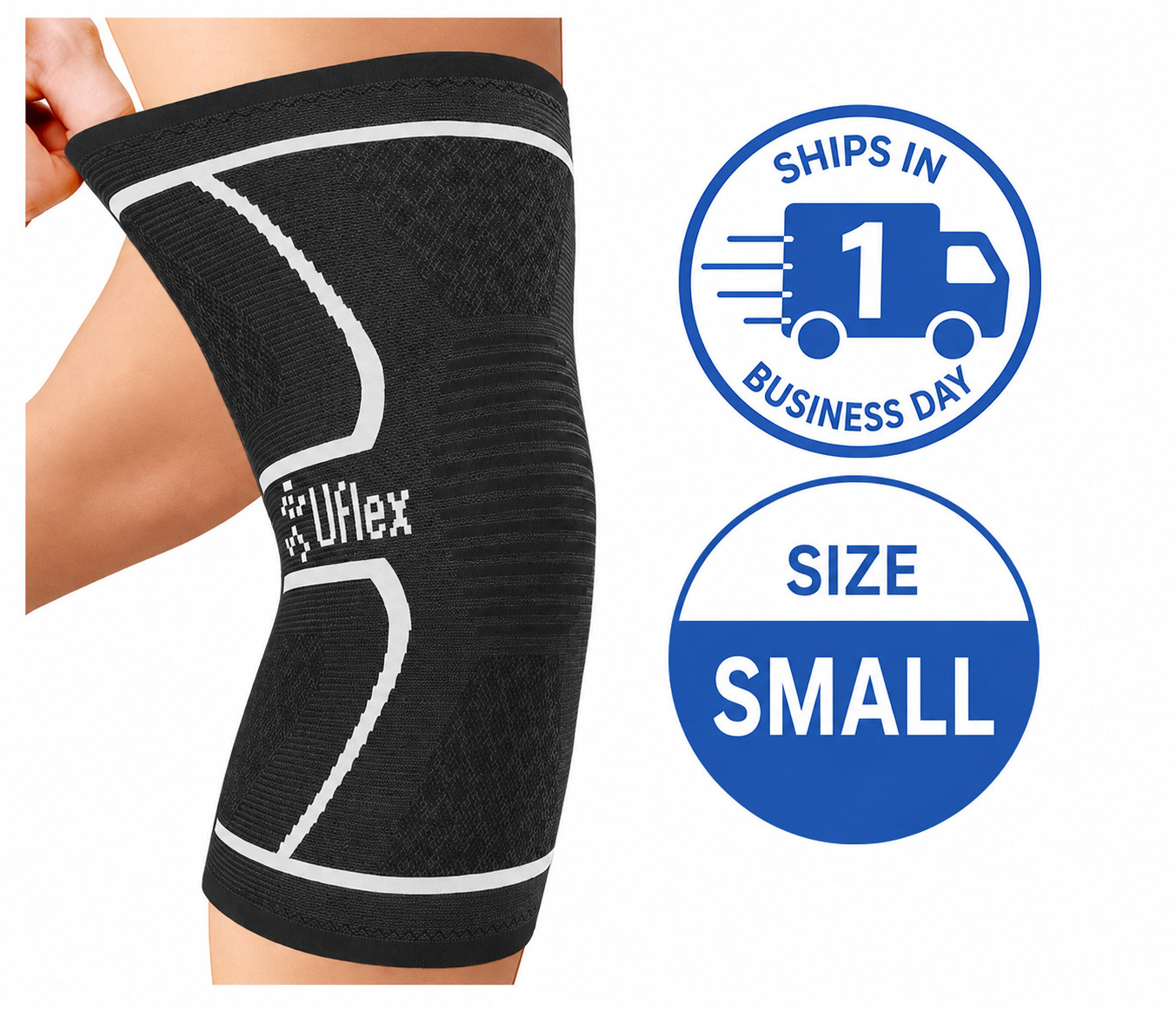 Knee Brace Compression Sleeve Unisex Black Small Arthritis & Joint Pain Relief